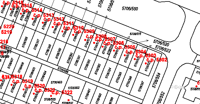 Jihlava 5307 na parcele st. 5706/513 v KÚ Jihlava, Katastrální mapa