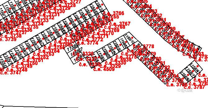 Střekov 3330, Ústí nad Labem na parcele st. 1158/4 v KÚ Střekov, Katastrální mapa