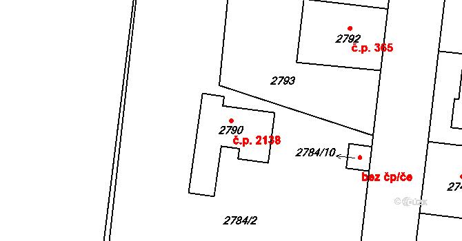 Bolevec 2138, Plzeň na parcele st. 2790 v KÚ Bolevec, Katastrální mapa