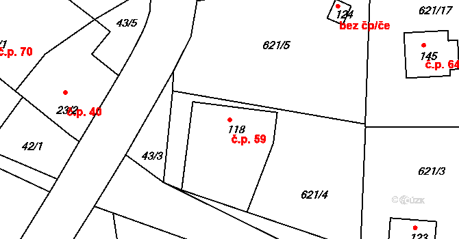 Bělice 59, Neveklov na parcele st. 118 v KÚ Bělice, Katastrální mapa