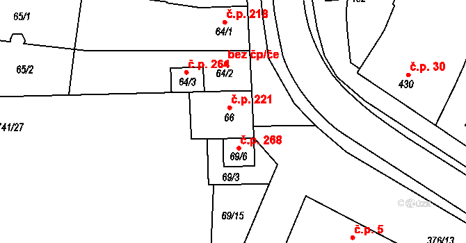 Kobylnice 221 na parcele st. 66 v KÚ Kobylnice u Brna, Katastrální mapa