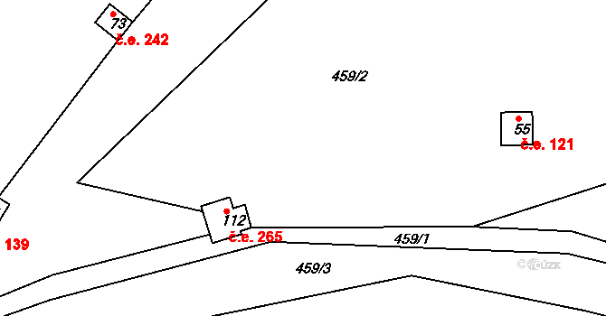 Samařov 233, Liboměřice na parcele st. 459/1 v KÚ Nové Lhotice, Katastrální mapa