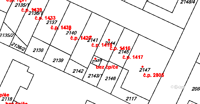 Teplice 39136574 na parcele st. 2143/2 v KÚ Teplice, Katastrální mapa