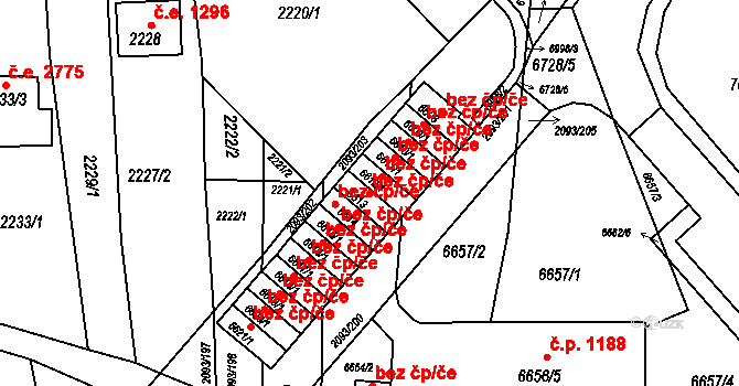 Brno 39501574 na parcele st. 6613 v KÚ Bystrc, Katastrální mapa