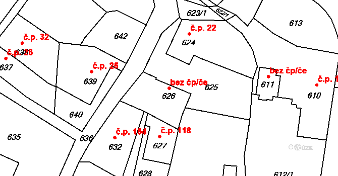 Jablůnka 39530574 na parcele st. 626 v KÚ Jablůnka, Katastrální mapa
