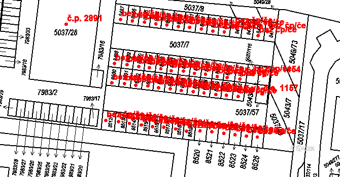 Brno 41415574 na parcele st. 8505 v KÚ Líšeň, Katastrální mapa
