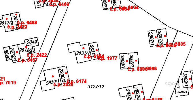 Zlín 1977 na parcele st. 2831/2 v KÚ Zlín, Katastrální mapa