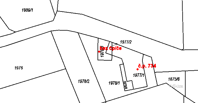 Třešť 43498574 na parcele st. 1978/3 v KÚ Třešť, Katastrální mapa