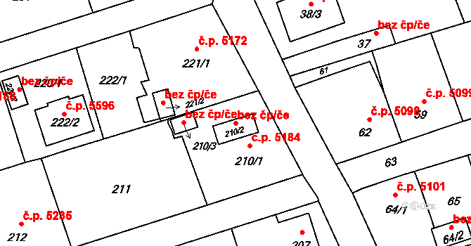 Ostrava 43915574 na parcele st. 210/2 v KÚ Třebovice ve Slezsku, Katastrální mapa