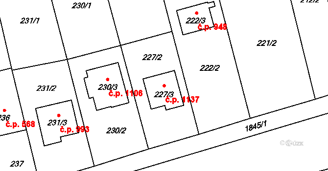 Kylešovice 1137, Opava na parcele st. 227/3 v KÚ Kylešovice, Katastrální mapa