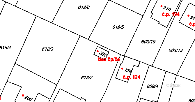 Písek 46229574 na parcele st. 380 v KÚ Hradiště u Písku, Katastrální mapa