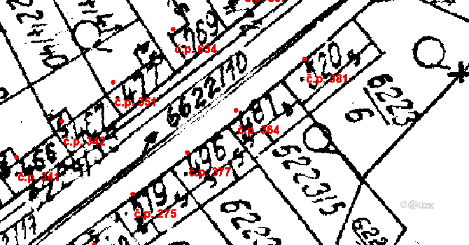 Strání 364 na parcele st. 481 v KÚ Strání, Katastrální mapa