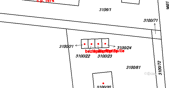 Holešov 47589574 na parcele st. 3100/21 v KÚ Holešov, Katastrální mapa