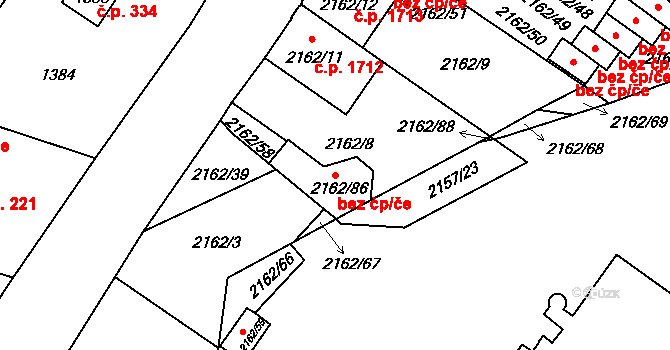 Opava 48289574 na parcele st. 2162/86 v KÚ Opava-Předměstí, Katastrální mapa