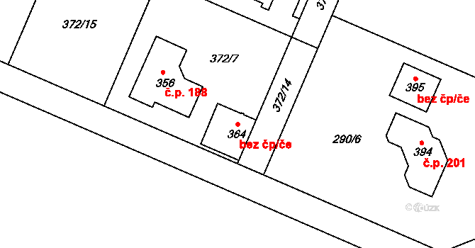 Kroměříž 49047574 na parcele st. 364 v KÚ Trávník, Katastrální mapa