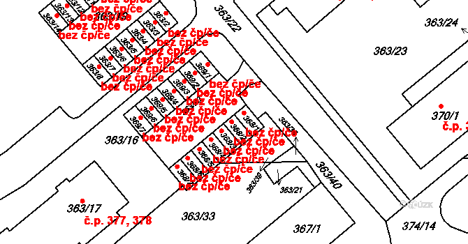 Rousínov 49707574 na parcele st. 368/2 v KÚ Rousínov u Vyškova, Katastrální mapa