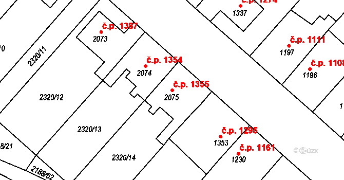 Choceň 1355 na parcele st. 2075 v KÚ Choceň, Katastrální mapa