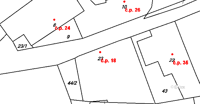 Černíkov 18 na parcele st. 23 v KÚ Černíkov, Katastrální mapa