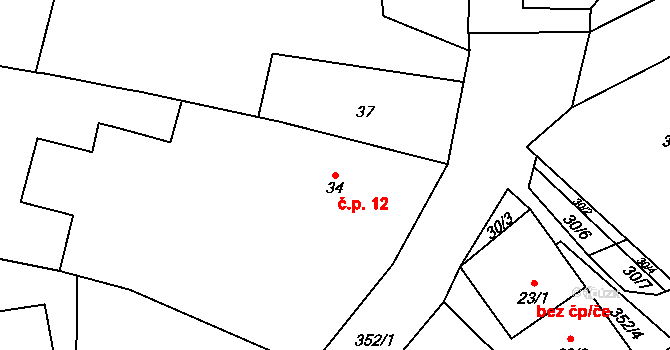 Slavošovice 12, Bolešiny na parcele st. 34 v KÚ Slavošovice u Klatov, Katastrální mapa