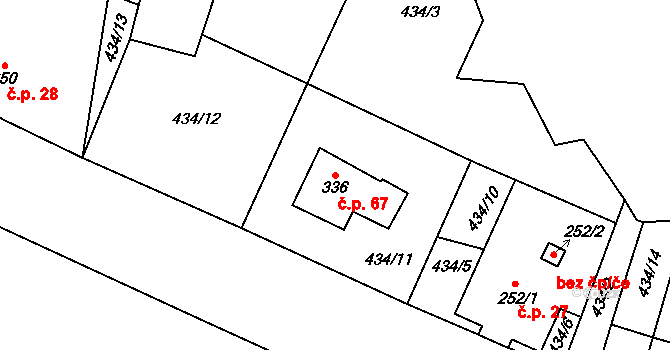Javorná 67, Čachrov na parcele st. 336 v KÚ Javorná na Šumavě, Katastrální mapa
