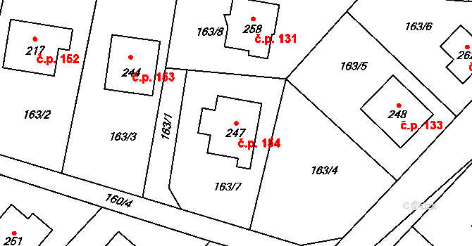 Svébohov 154 na parcele st. 247 v KÚ Svébohov, Katastrální mapa