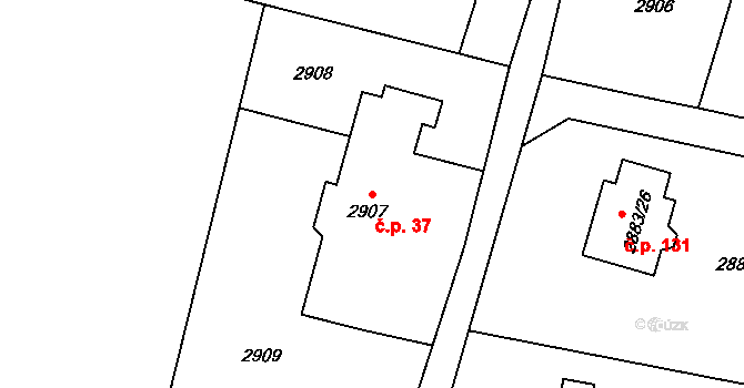 Václavovice 37, Klimkovice na parcele st. 2907 v KÚ Klimkovice, Katastrální mapa