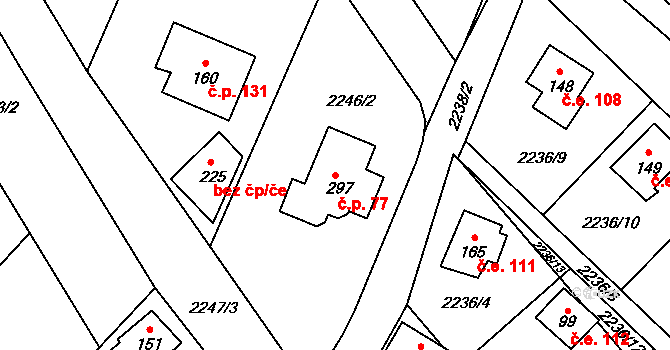 Skalice 77 na parcele st. 297 v KÚ Skalice nad Lužnicí, Katastrální mapa