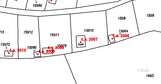 Domanínek 2007, Bystřice nad Pernštejnem na parcele st. 150/87 v KÚ Domanínek, Katastrální mapa