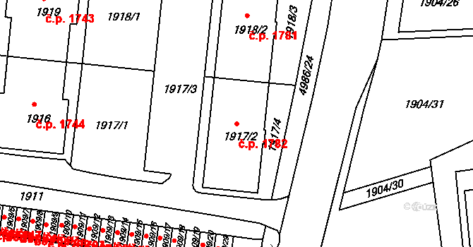 Louny 1782 na parcele st. 1917/2 v KÚ Louny, Katastrální mapa