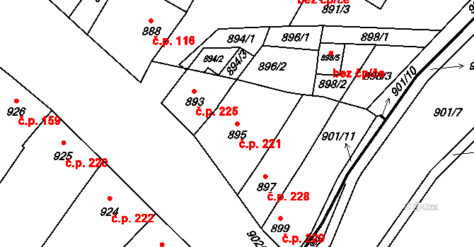 Lednice 221 na parcele st. 895 v KÚ Lednice na Moravě, Katastrální mapa