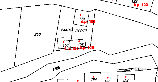 Žopy 125, Holešov na parcele st. 152 v KÚ Žopy, Katastrální mapa