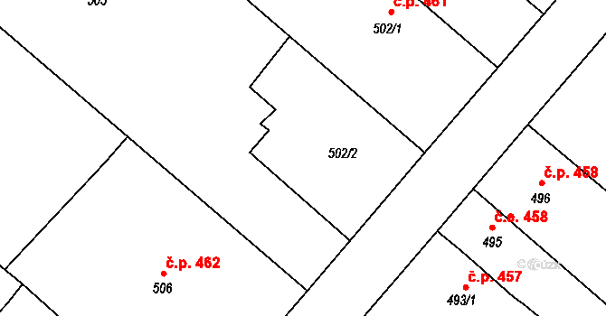 Lednice 824 na parcele st. 502/2 v KÚ Lednice na Moravě, Katastrální mapa