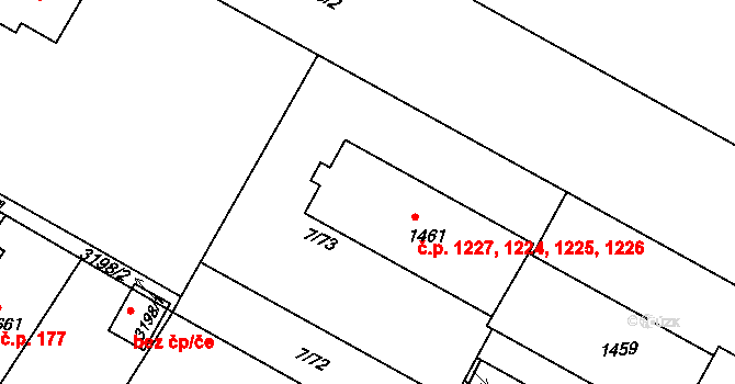 Bystřice pod Hostýnem 1224,1225,1226,1227 na parcele st. 1461 v KÚ Bystřice pod Hostýnem, Katastrální mapa