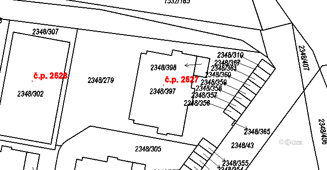 Pelhřimov 2527 na parcele st. 2348/397 v KÚ Pelhřimov, Katastrální mapa