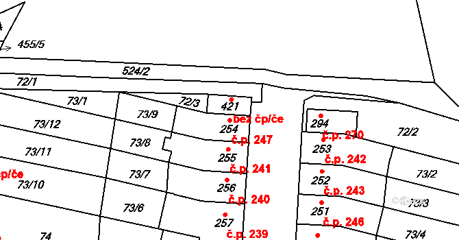 Přerov III-Lověšice 247, Přerov na parcele st. 254 v KÚ Lověšice u Přerova, Katastrální mapa