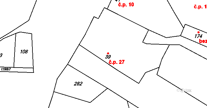 Polipsy 27, Čestín na parcele st. 39 v KÚ Polipsy, Katastrální mapa