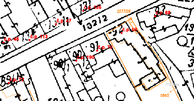 Luleč 70 na parcele st. 91 v KÚ Luleč, Katastrální mapa