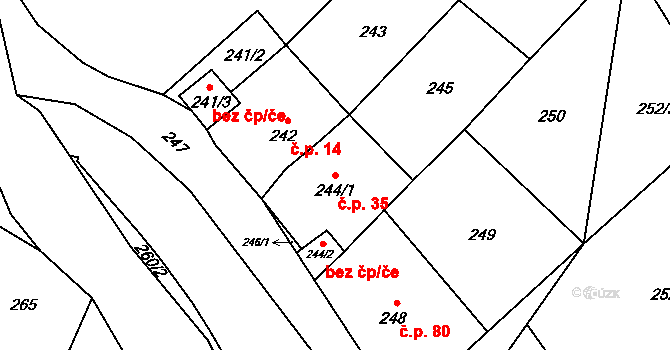 Ondřejov 35, Rýmařov na parcele st. 244/1 v KÚ Ondřejov u Rýmařova, Katastrální mapa