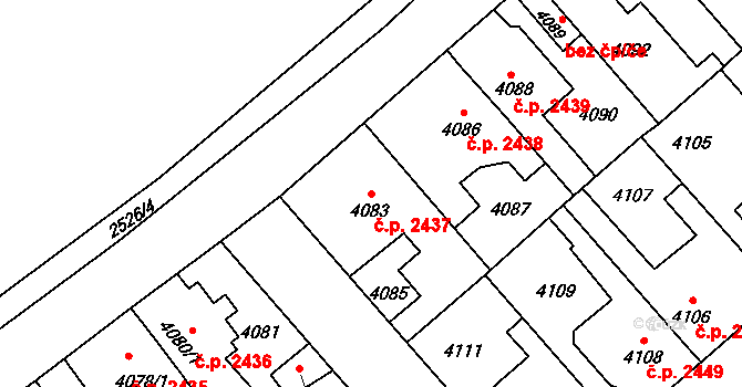 Kladno 2437 na parcele st. 4083 v KÚ Kladno, Katastrální mapa
