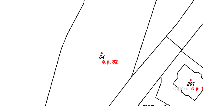 Benecko 32 na parcele st. 64 v KÚ Benecko, Katastrální mapa