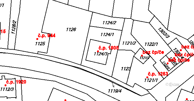 Tachov 1805 na parcele st. 1124/3 v KÚ Tachov, Katastrální mapa