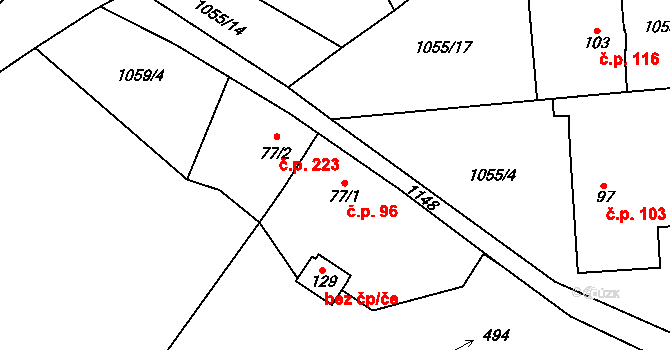 Želivec 96, Sulice na parcele st. 77/1 v KÚ Sulice, Katastrální mapa