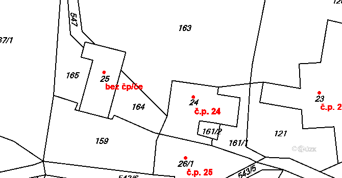 Čikvásky 24, Košťálov na parcele st. 24 v KÚ Čikvásky, Katastrální mapa