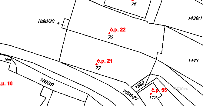 Černýšovice 21 na parcele st. 77 v KÚ Černýšovice, Katastrální mapa