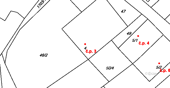 Petrovice 3, Mladošovice na parcele st. 4 v KÚ Petrovice u Borovan, Katastrální mapa