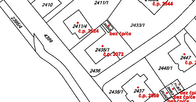 Teplice 2072 na parcele st. 2435/1 v KÚ Teplice, Katastrální mapa
