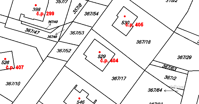 Staňkov II 404, Staňkov na parcele st. 529 v KÚ Staňkov-ves, Katastrální mapa