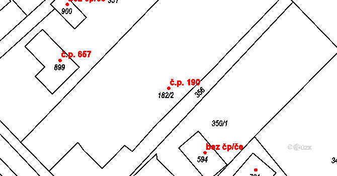 Černilov 190 na parcele st. 182/2 v KÚ Černilov, Katastrální mapa