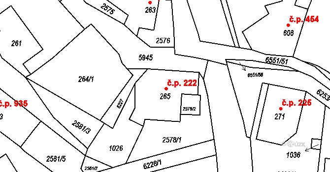 Starý Jiříkov 222, Jiříkov na parcele st. 265 v KÚ Jiříkov, Katastrální mapa