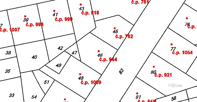 Žižkov 944, Praha na parcele st. 46 v KÚ Žižkov, Katastrální mapa